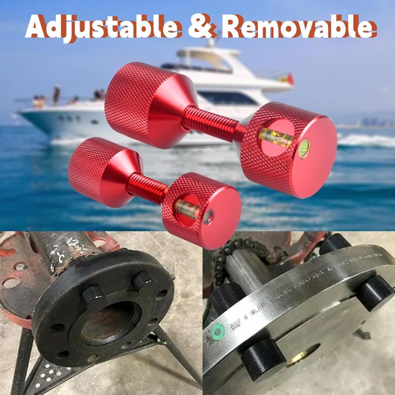 CNRAQR 4 Pcs Flange Two Hole Alignment Pins - 1-1/8" and 1-5/8" Detachable Double Pins with Built-in Level - 6061 Aluminum Red - Image 4